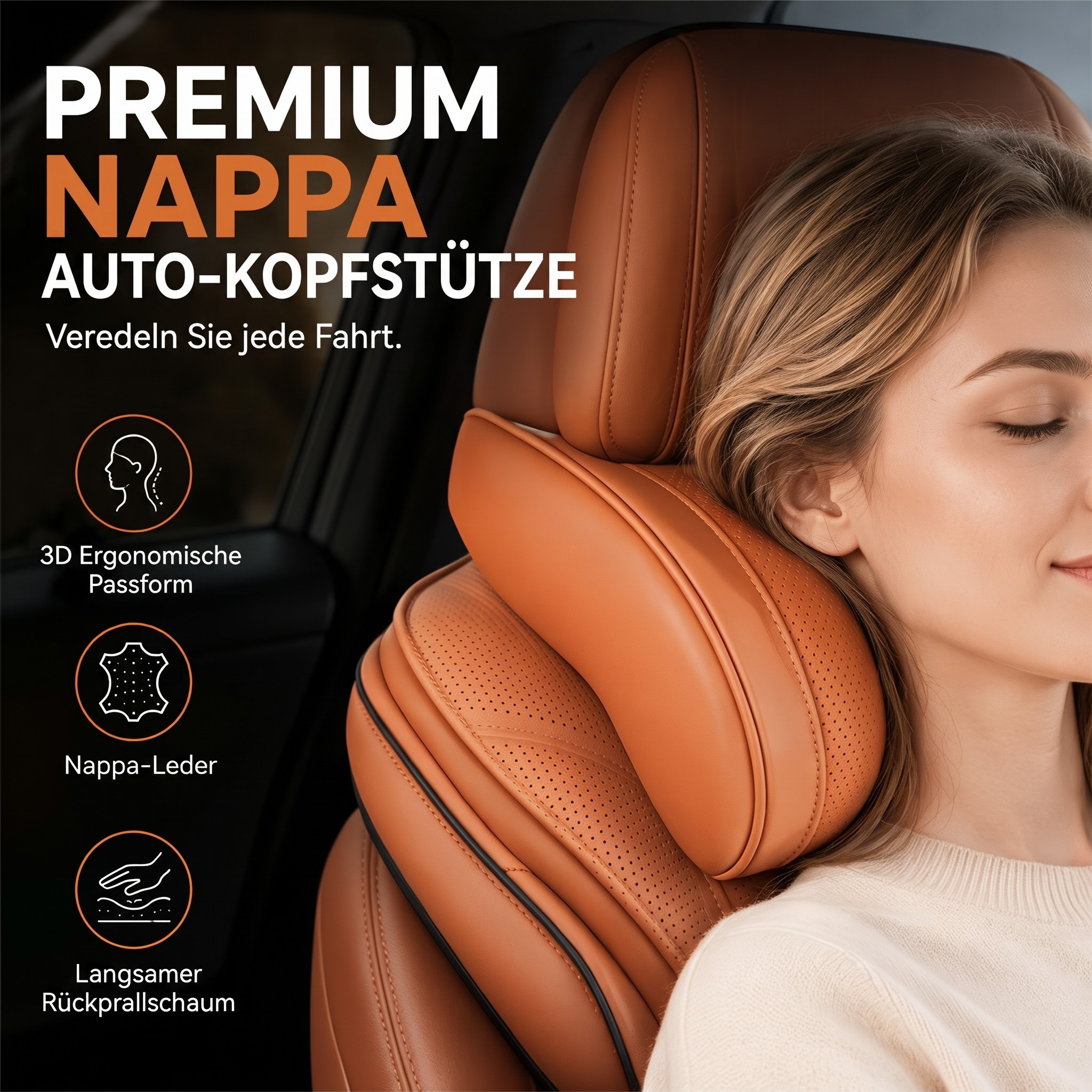 Oreiller de cou en mousse à mémoire de forme pour voiture – soutien profilé 3D, mousse à retour lent. Réduit la pression sur la nuque lors des longs trajets – conduisez confortablement