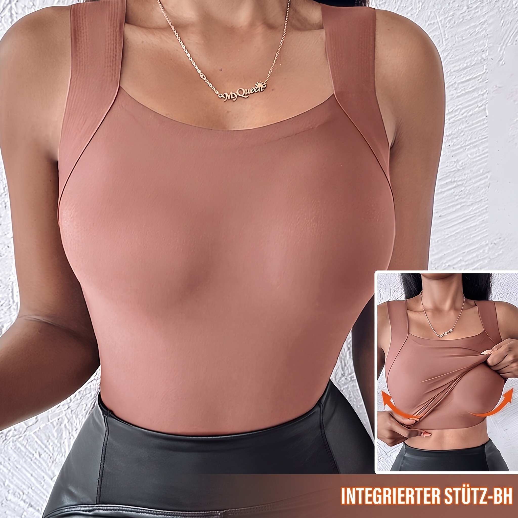 Débardeurs à col en U pour femme avec soutien-gorge intégré