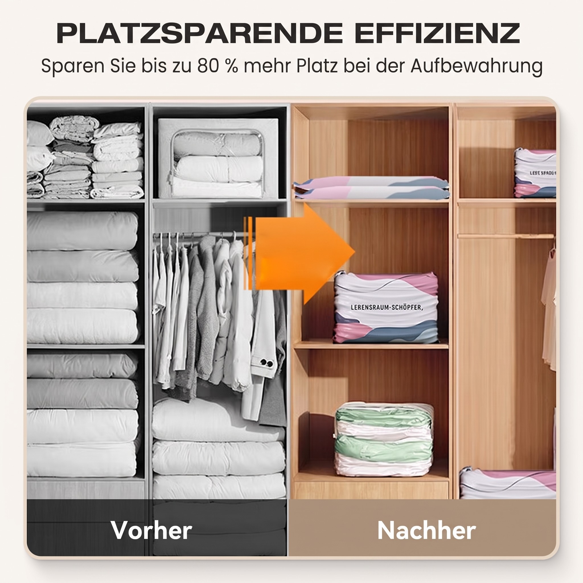 Grand Sac de Rangement Sous Vide Compressible – Sans Pompe, Étanche & Idéal Pour Gagner De La Place Dans Les Valises Et À La Maison