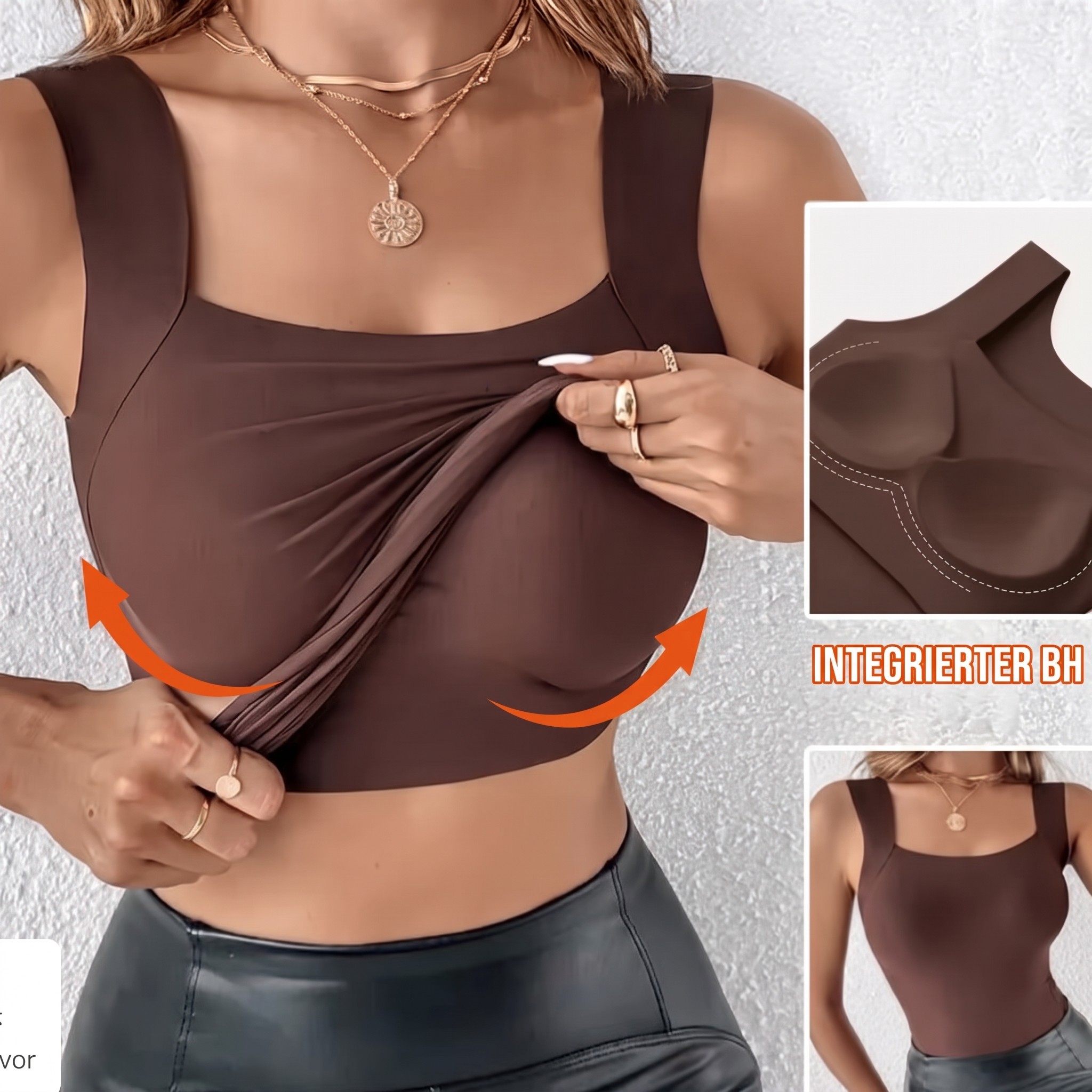 Débardeurs à col en U pour femme avec soutien-gorge intégré