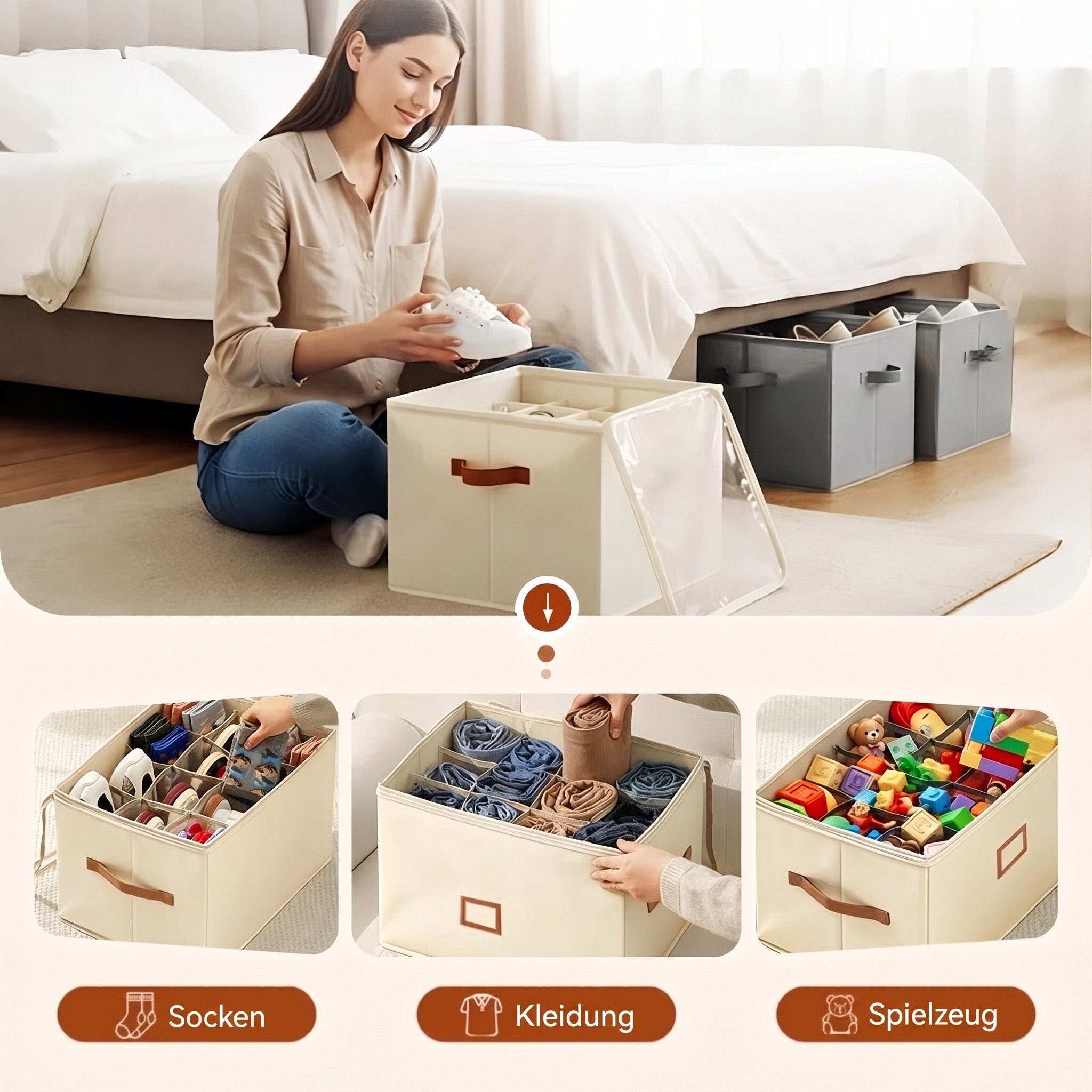 Boîte de rangement en tissu pour chaussures – Pliable, grande capacité, anti-poussière et respirante pour placard et chambre