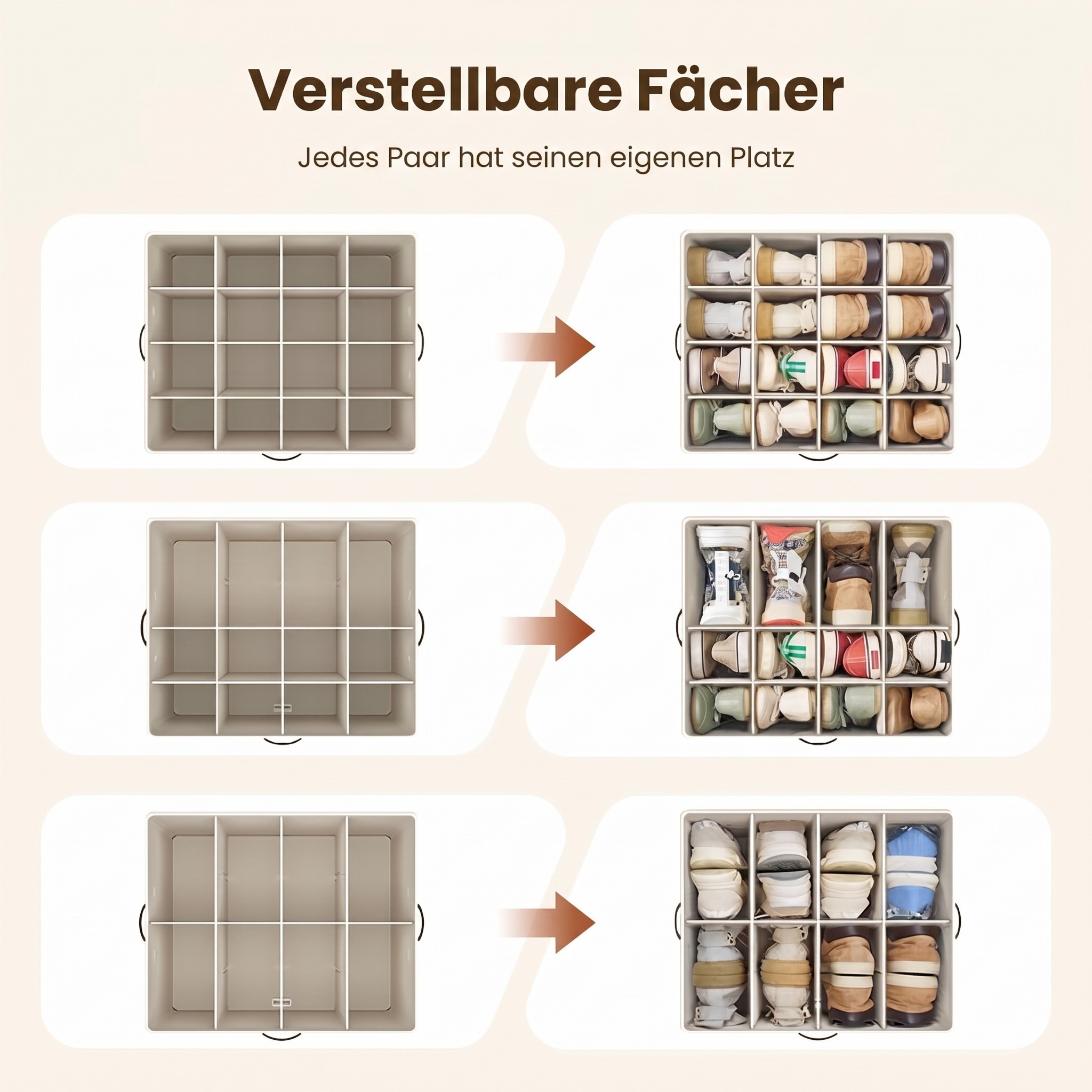 Boîte de rangement en tissu pour chaussures – Pliable, grande capacité, anti-poussière et respirante pour placard et chambre