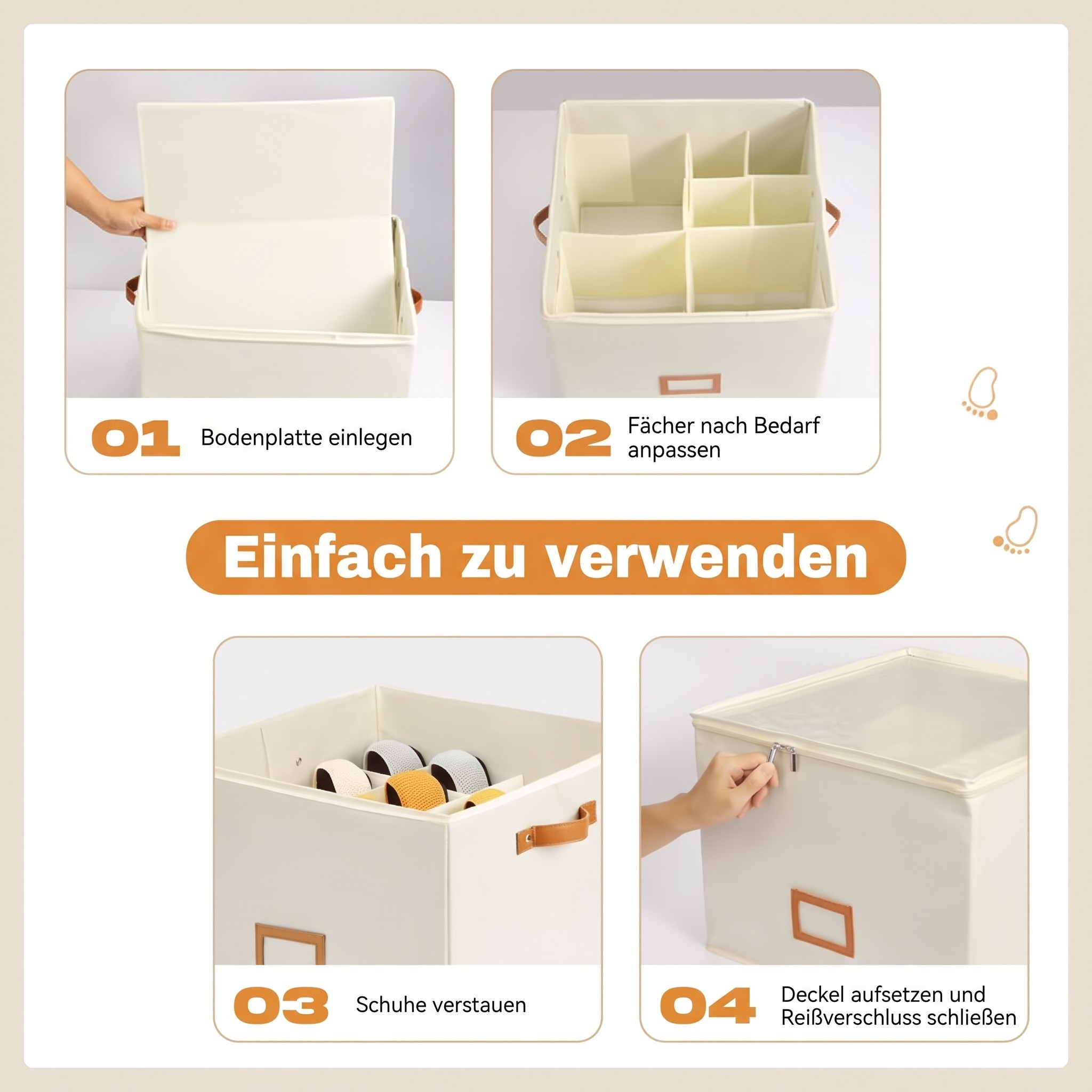 Boîte de rangement en tissu pour chaussures – Pliable, grande capacité, anti-poussière et respirante pour placard et chambre
