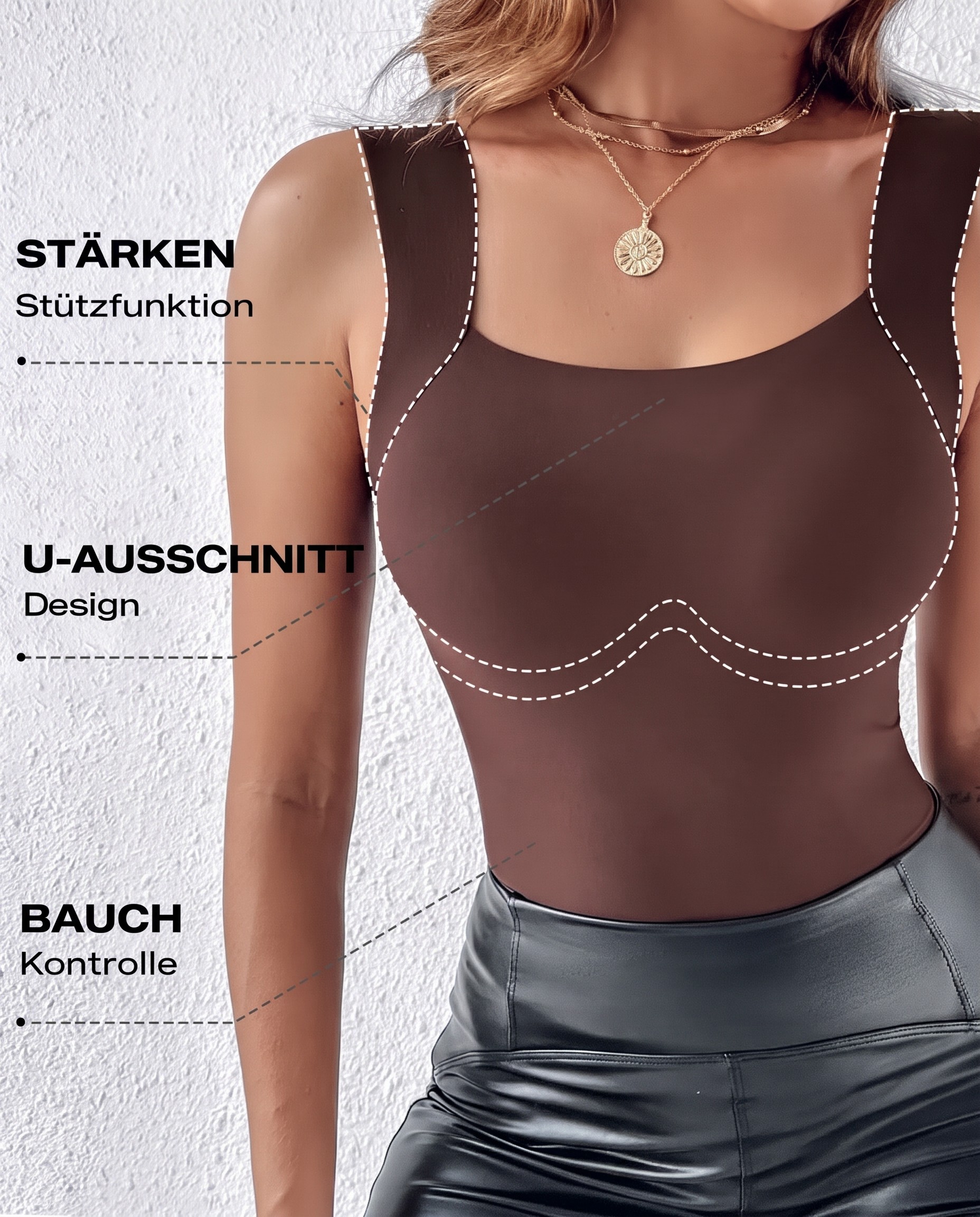 Débardeurs à col en U pour femme avec soutien-gorge intégré