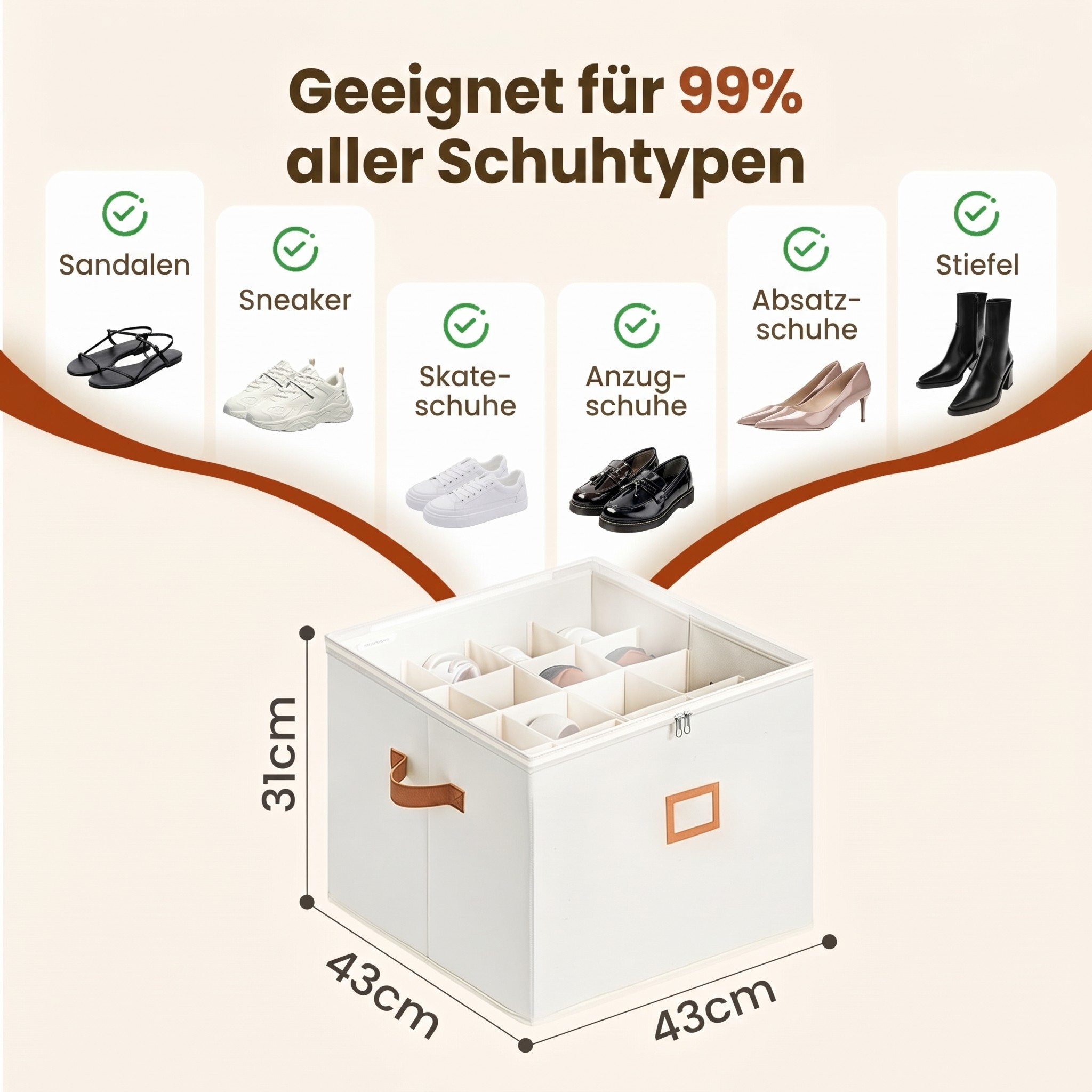 Boîte de rangement en tissu pour chaussures – Pliable, grande capacité, anti-poussière et respirante pour placard et chambre