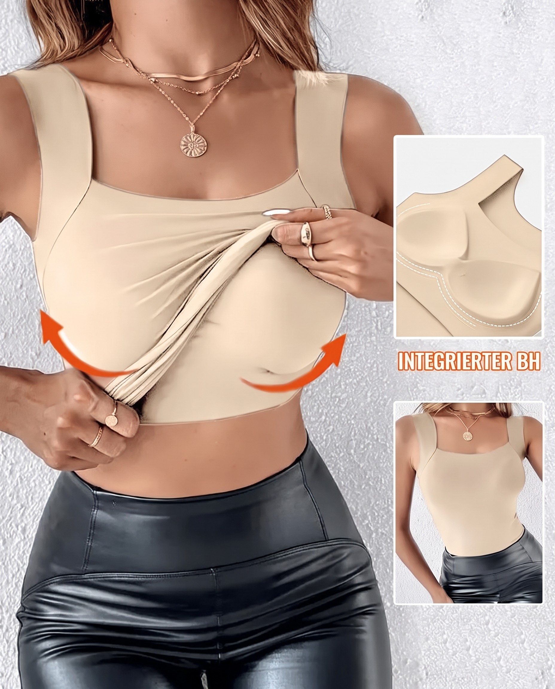 Débardeurs à col en U pour femme avec soutien-gorge intégré