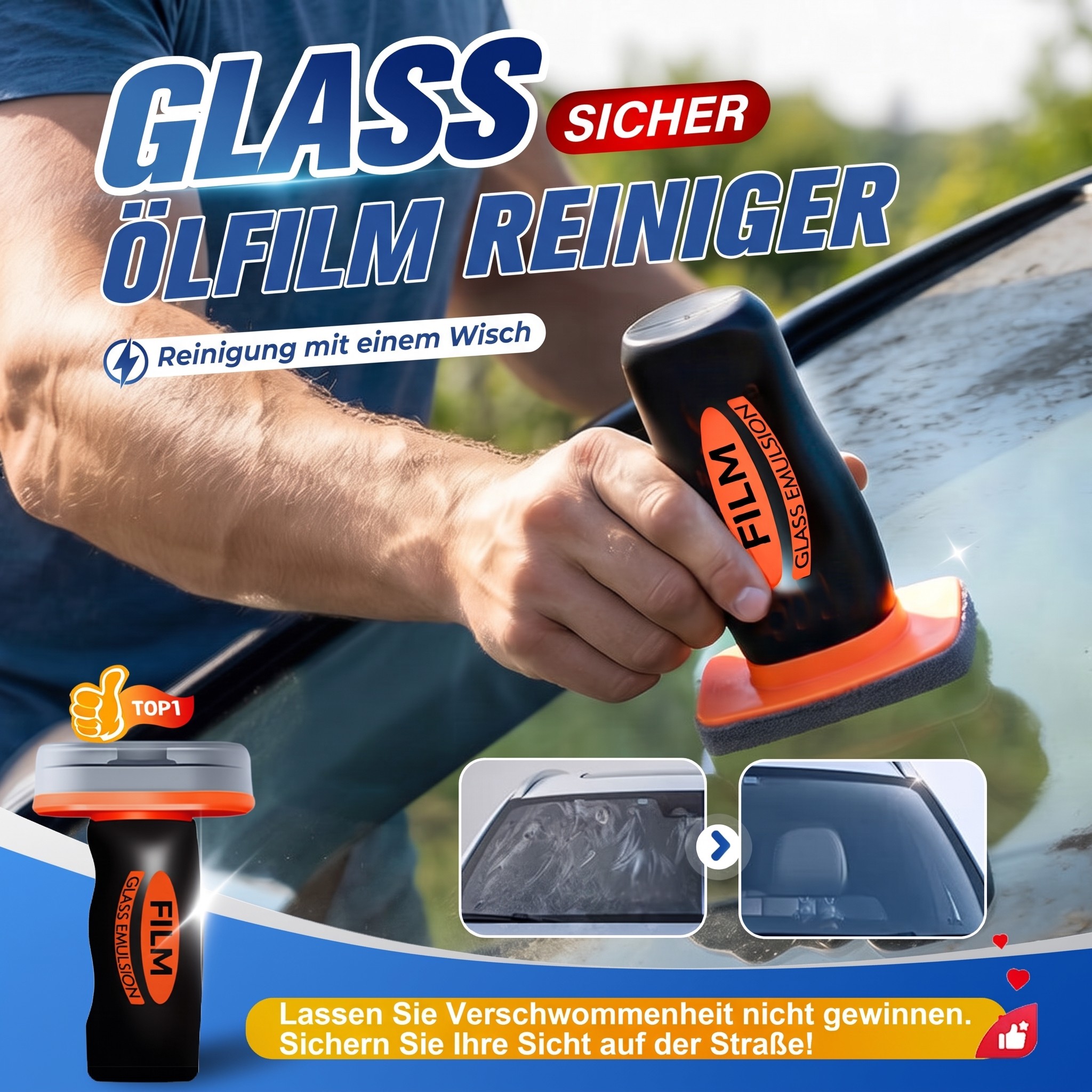 Dissolvant portable de film d'huile pour vitres