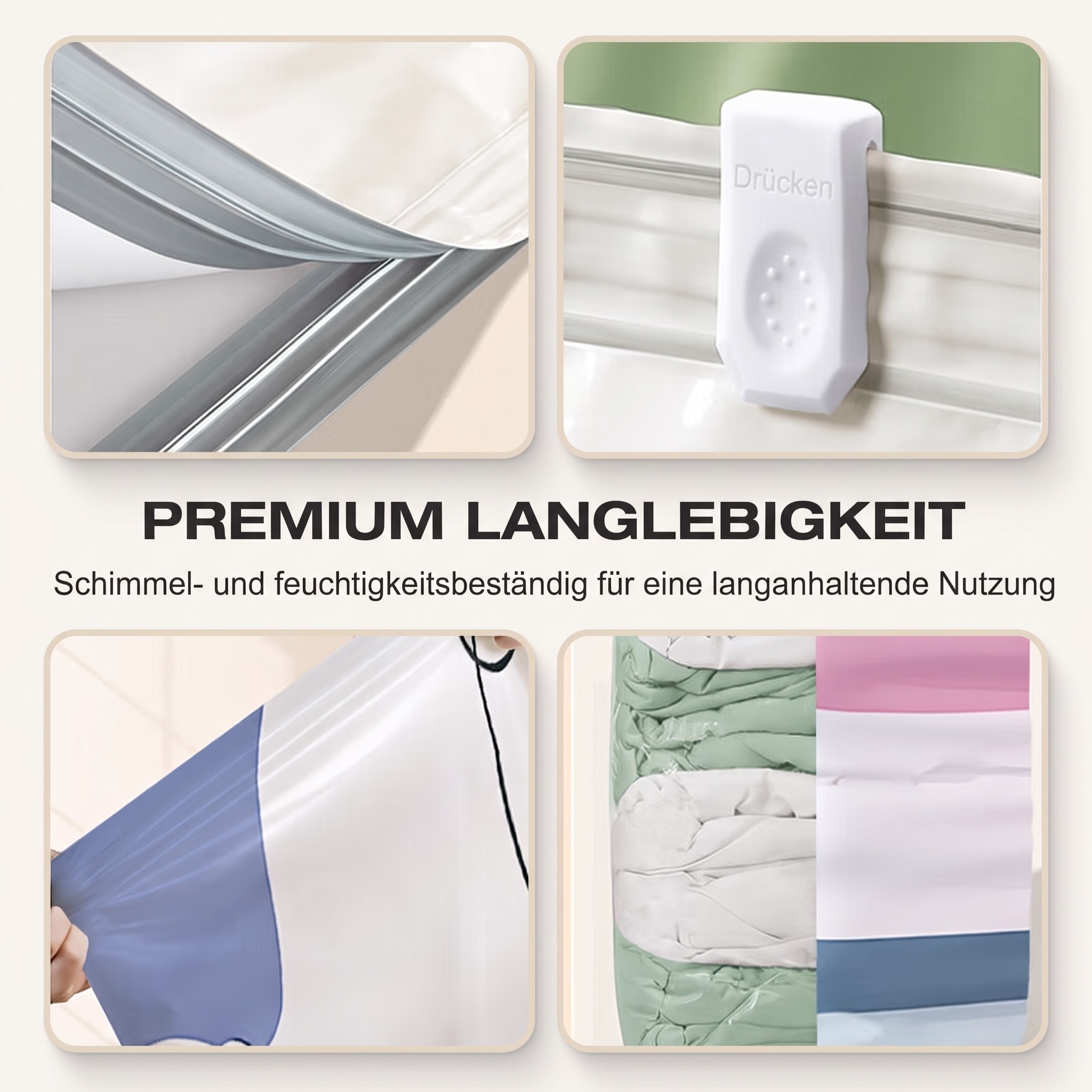 Grand Sac de Rangement Sous Vide Compressible – Sans Pompe, Étanche & Idéal Pour Gagner De La Place Dans Les Valises Et À La Maison