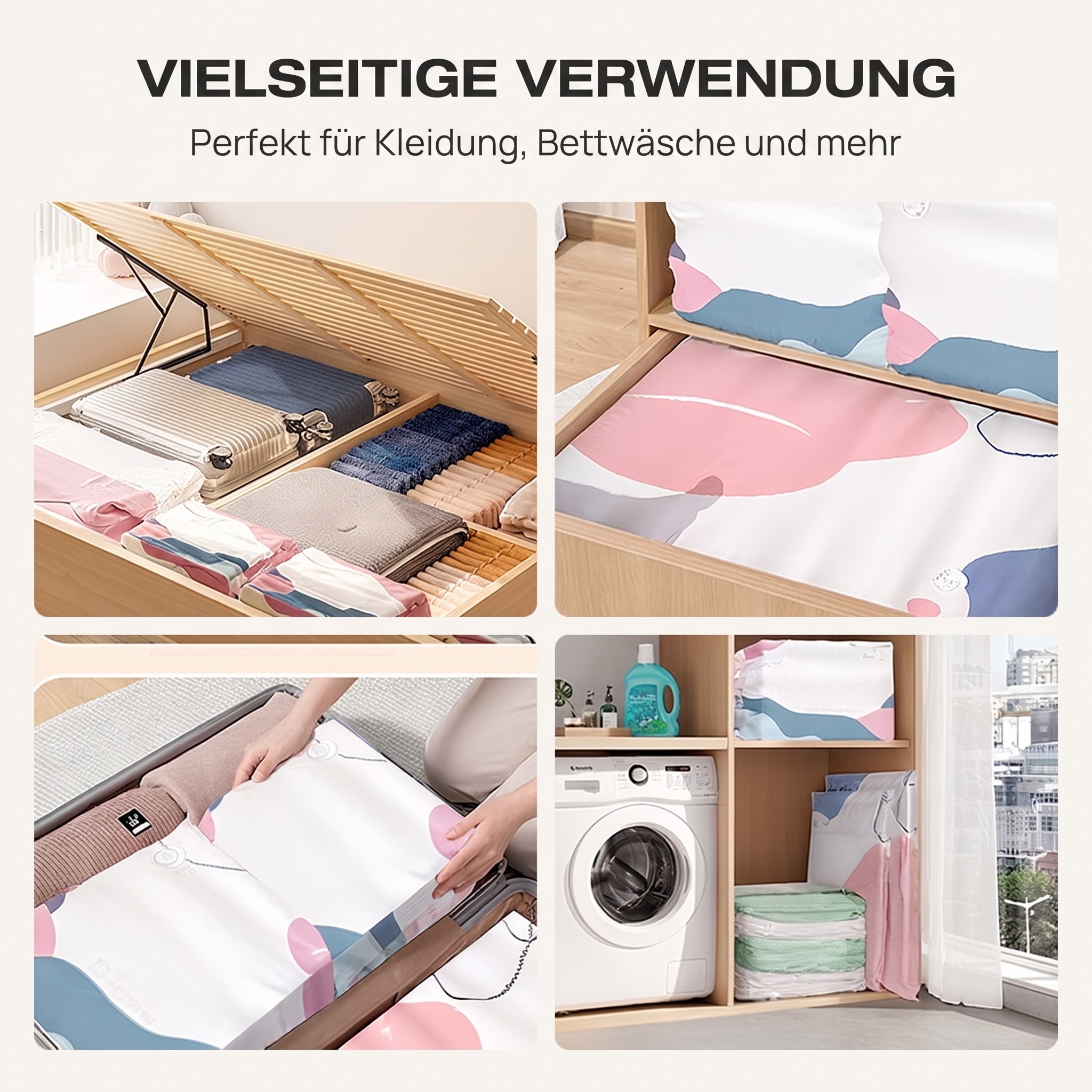 Grand Sac de Rangement Sous Vide Compressible – Sans Pompe, Étanche & Idéal Pour Gagner De La Place Dans Les Valises Et À La Maison